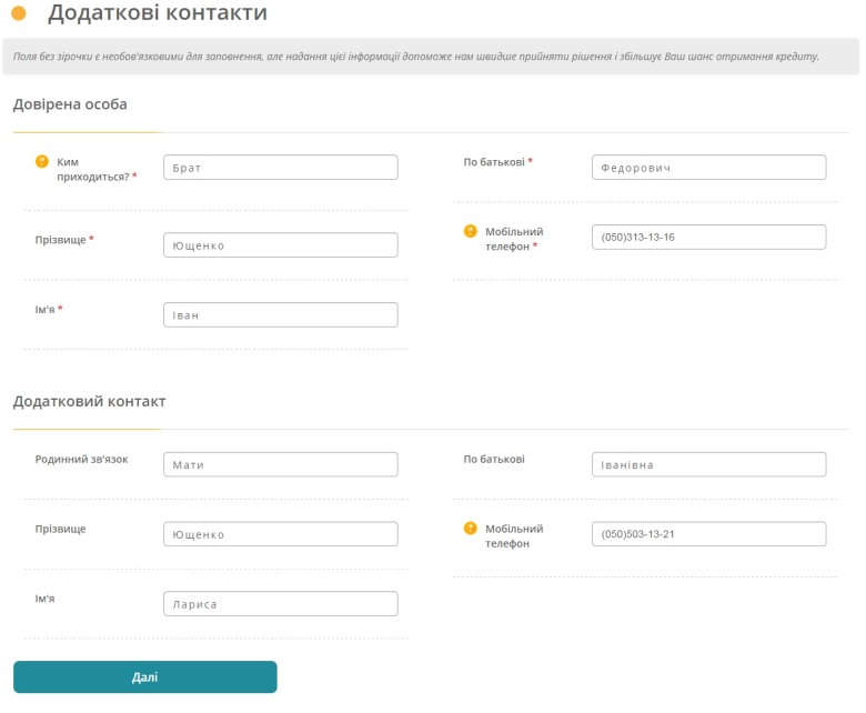 Інформація про довірених осіб