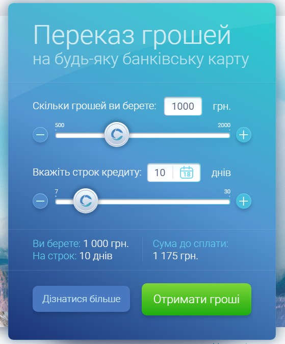 Кредитний калькулятор CashMe