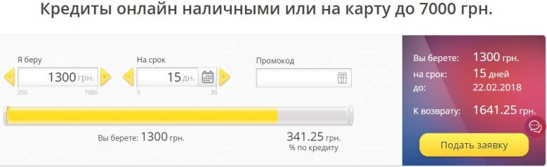 Калькулятор позики