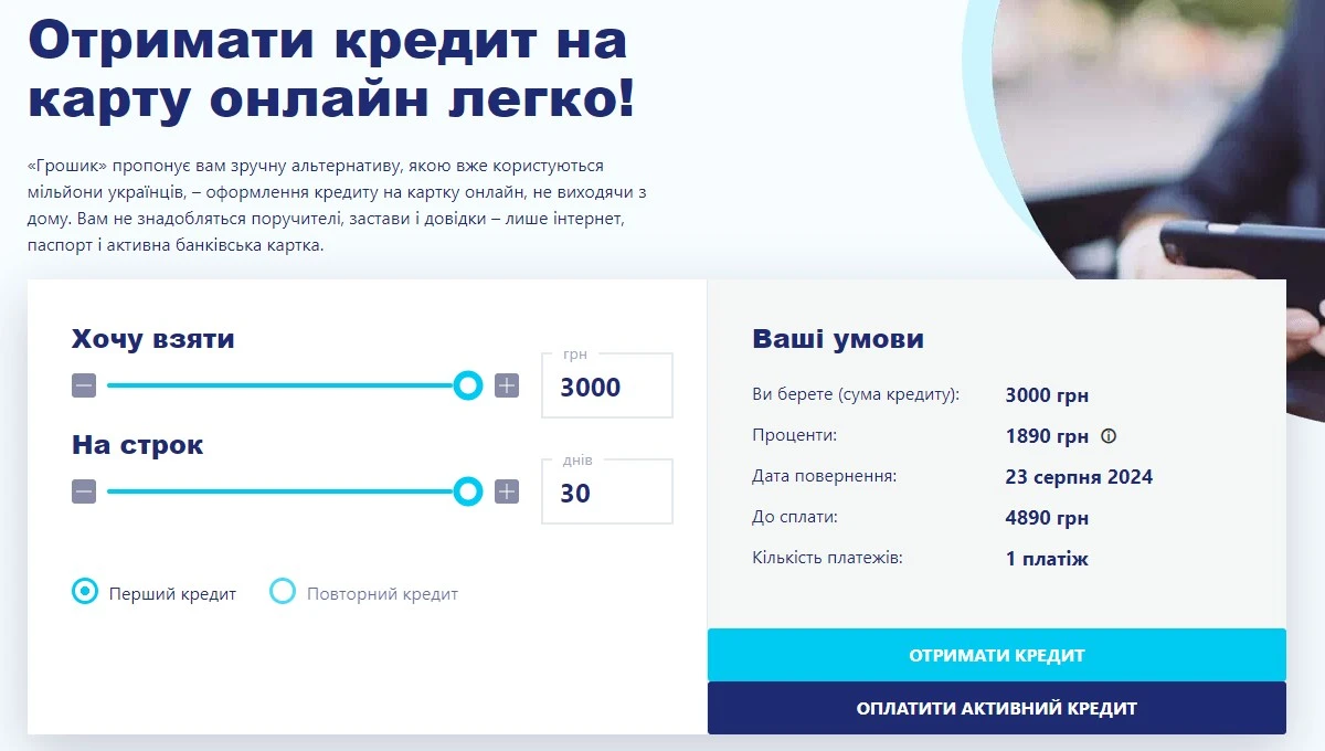 Можливості кредитування в Грошик