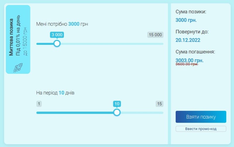 Выбор срока и суммы кредитования Лоани