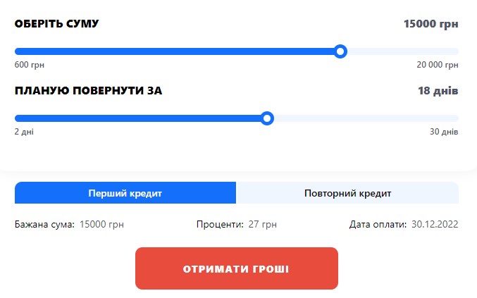Заявка на оформлення кредиту в МФО Кредос