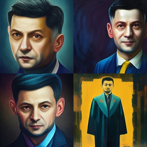 Портрет Володимира Зеленського намальований нейромережею Midjourney