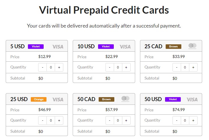 Пакети передплачених віртуальних карток на сайті EzzoCard