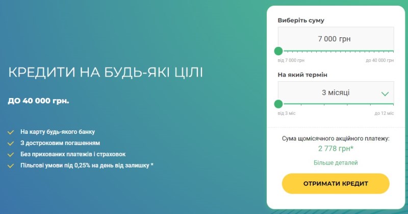 Кредитний калькулятор МаксіКредит