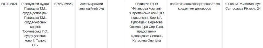 Судове засідання по справі стягнення боргу за кредитним договором