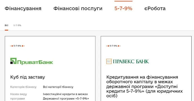 Програма Доступні кредити 5-7-9 в Дія Бізнес