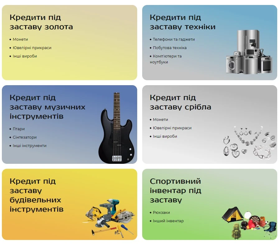 Варіант кредитів у ломбарді